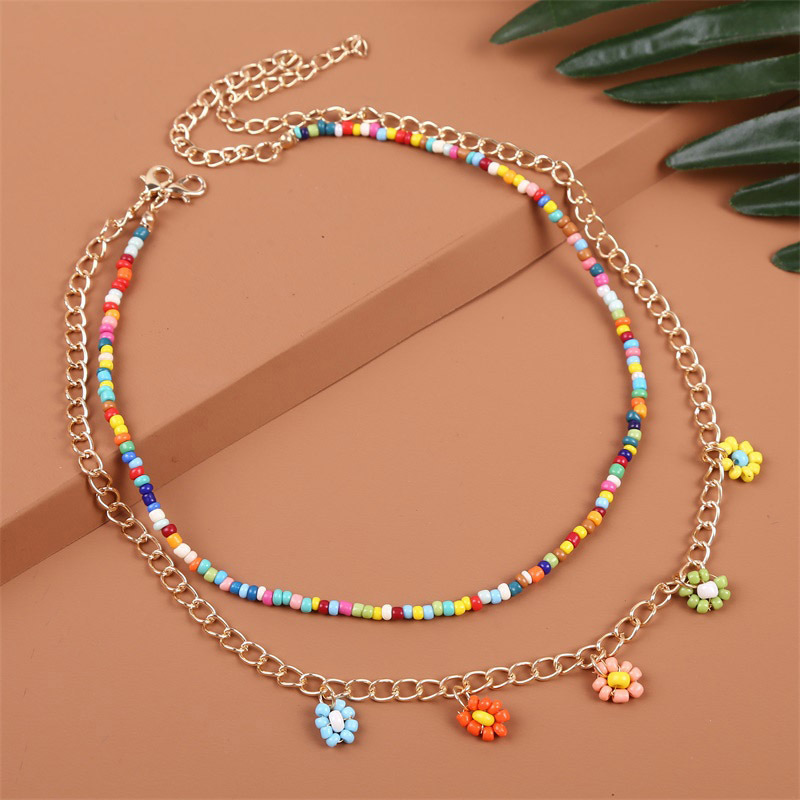 Grohandel Schmuck im bhmischen Stil handgewebte Perlen Blumenanhnger mehrschichtige Halskette nihaojewelrypicture13