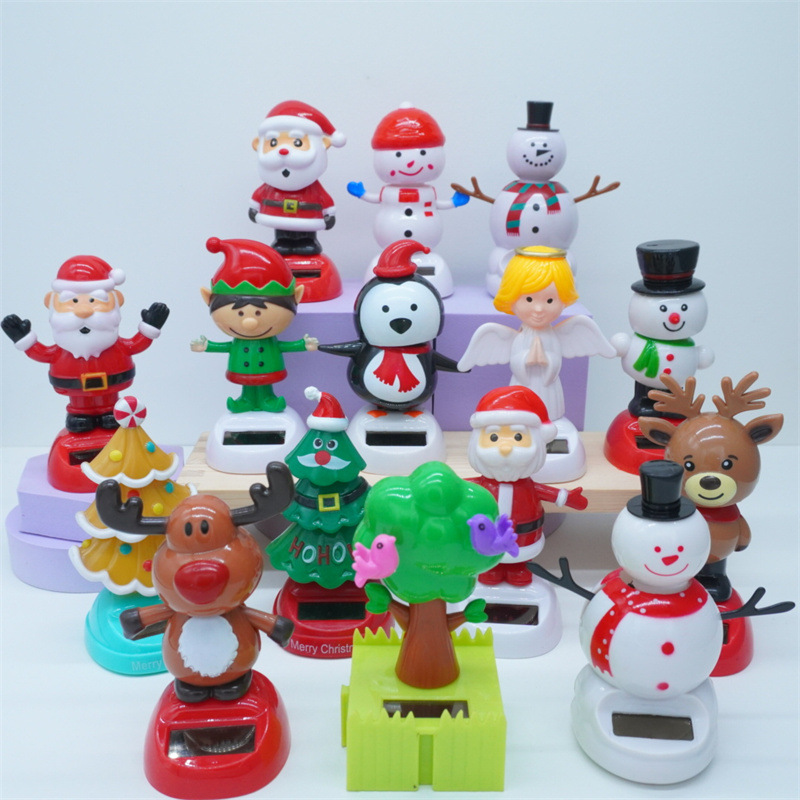 Cross-border Christmas solar energy automatic swing doll car interior shake head decorations creative car car ornaments