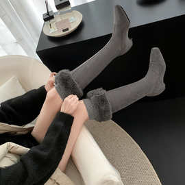 敲时尚~两穿翻折长筒靴！不过膝雪地靴女加绒加厚内增高保暖棉鞋