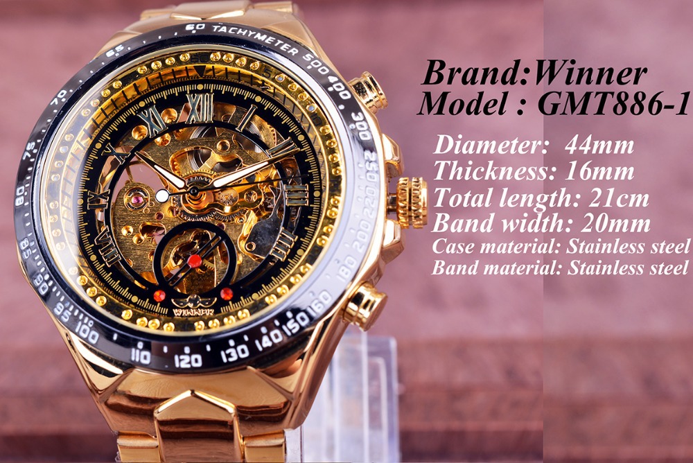 Reloj automático mecánico para hombre en acero inoxidable oro_voghion.com
