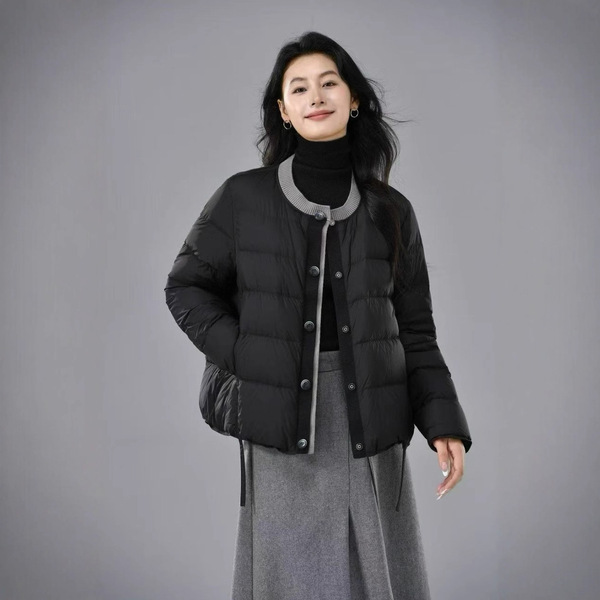 Winter elegant fashionable keep warm knitted down jacket