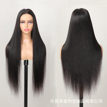 假发真发全真人发无胶头套human hair wig跨境欧美假发套蕾丝假发