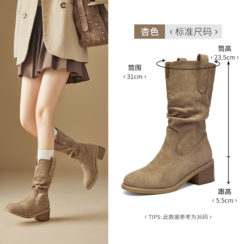 Botas de vaqueros occidentales 2026 nuevo otoño invierno negro montado botas cortas montadas botas de caballo Martin de talón grueso botas