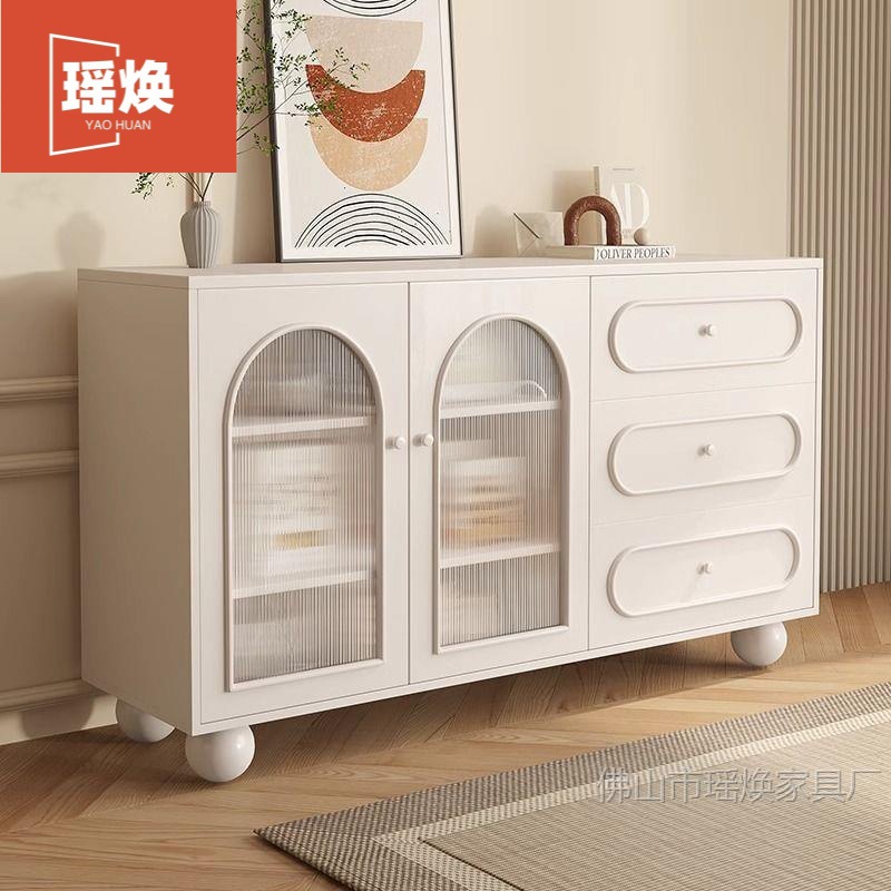 Cream Style Sideboard Home Kitchen Cabinet Simple Living Room Storage Cabinet Simple Modern Sideboard Wall-Mounted Integrated Cabinet