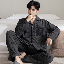 秋冬季德绒男士加绒加厚休闲宽松翻领长袖冬季保暖男款家居服套装