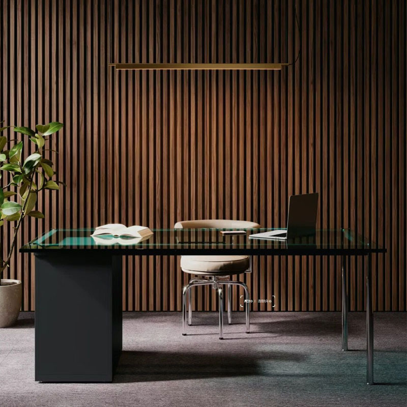 Nordic Glass Office Table Long Desk Transparent Writing Desk Workbench Light Luxury Designer Table and Chair Dressing Table
