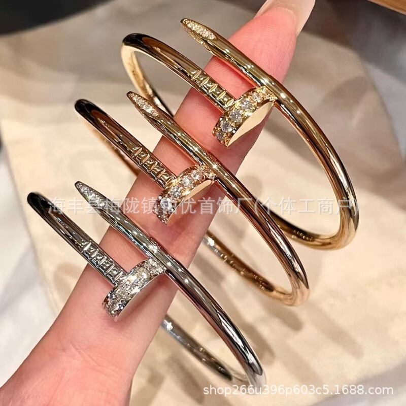 Kajia V Gold High Version Cnc Precision Nail Bracelet Thick Electroplated Coarse and Fine Nail Bracelet Cross-Border Live Streaming Dropshipping Kajia V Gold High Version Cnc Precision Nail Bracelet Thick Electroplated Coarse and Fine Nail Bracelet Cross-Border Live Streaming Dropshipping