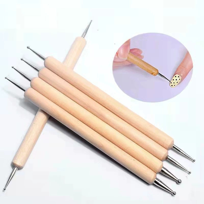 Nail art drill pen double wooden rod flower pen nail polish pull line pen nail polish glue brush 5 nail art suit Nail art drill pen double wooden rod flower pen nail polish pull line pen nail polish glue brush 5 nail art suit