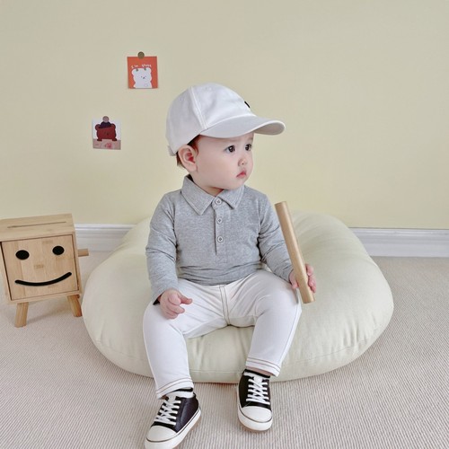 Infant boys and girls t-shirt lapel polo shirt spring and autumn children's long-sleeved tops baby boy cotton bottoming shirt trendy