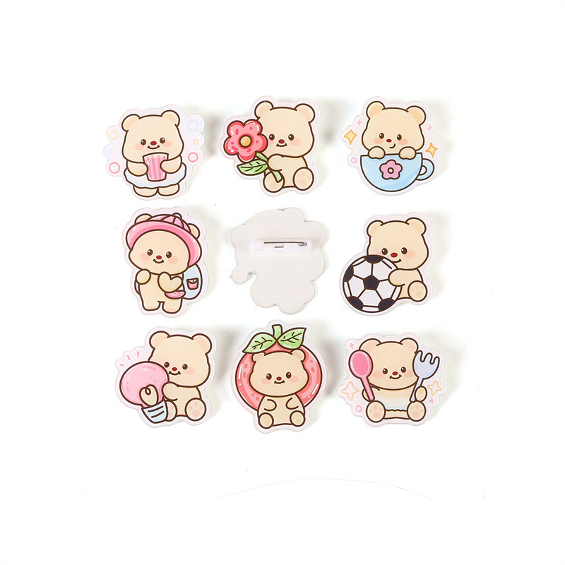 韓系萌えかわいい小黄熊アクリルブローチ漫画バッジペンダント義烏アクセサリーブローチカスタム卸売り|undefined