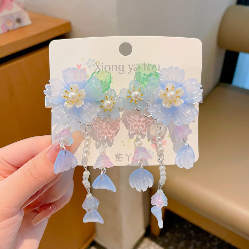 Chica de Hanfu tocado de los niños traje antiguo princesa borla horquilla estilo chino niña paso horquilla clip de pelo