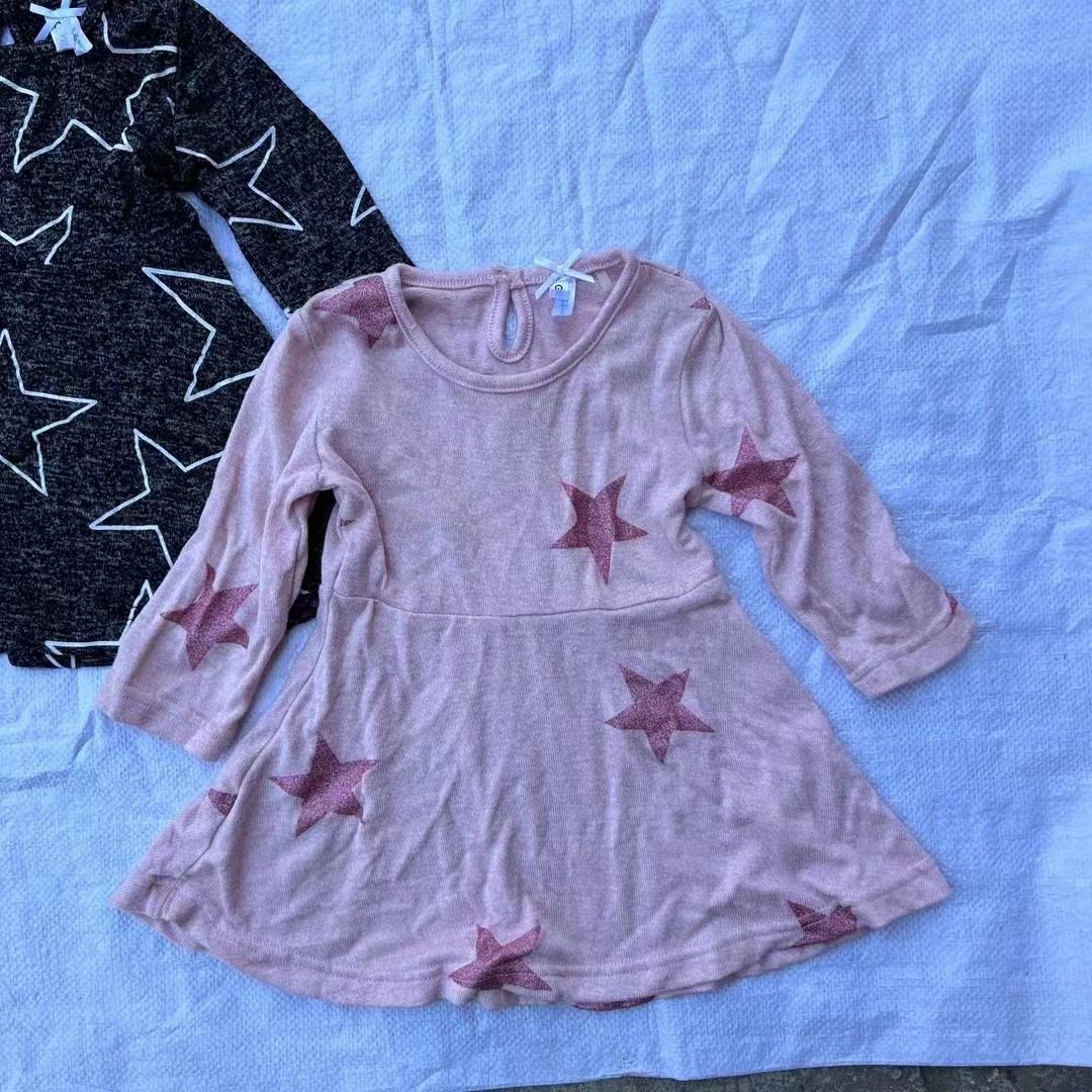 Niños falda europea y americana marca falda niñas primavera y otoño manga larga vestido al por mayor