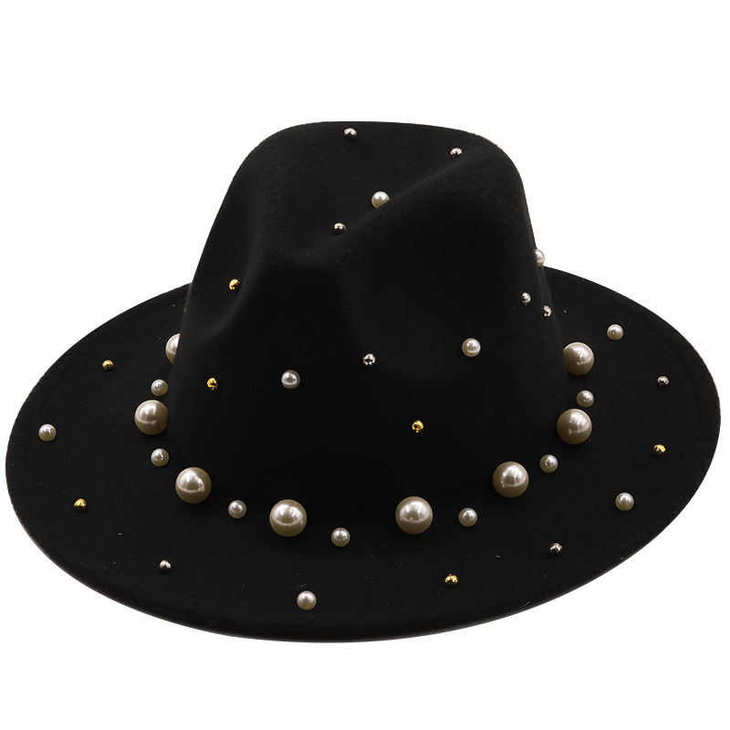 40g Weight Housewarming, Anniversary, Business, Wedding, Birthday, Festival Occasion Solid Color Pattern Unisex Gender Basic Style Royal Blue, White, Red, Camel, Black Color Retro Woolen Jazz Big Brim Top Hat 9
