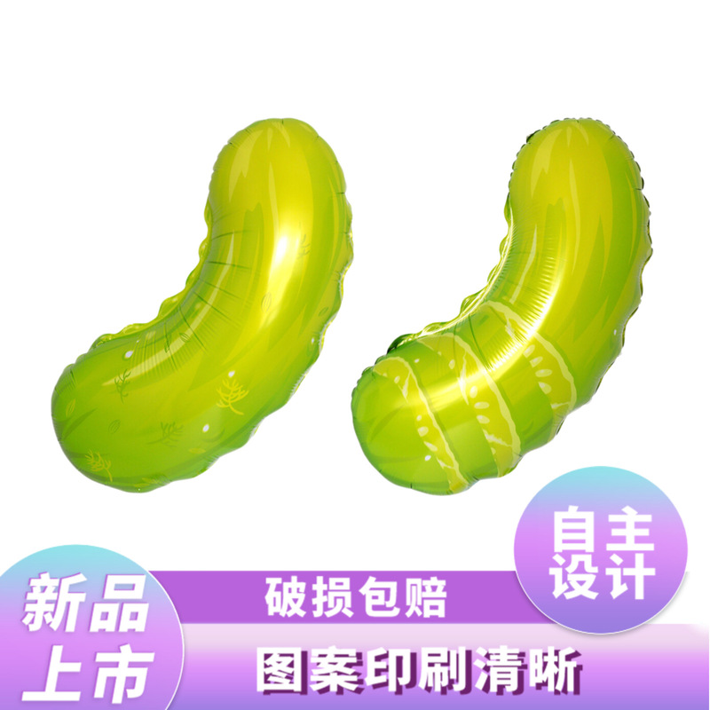 New Cucumber-Shaped Aluminum Foil Balloons, Food-Themed Party Decoration Balloons, Can Be Filled with Helium and Float in the Air New Cucumber-Shaped Aluminum Foil Balloons, Food-Themed Party Decoration Balloons, Can Be Filled with Helium and Float in the Air