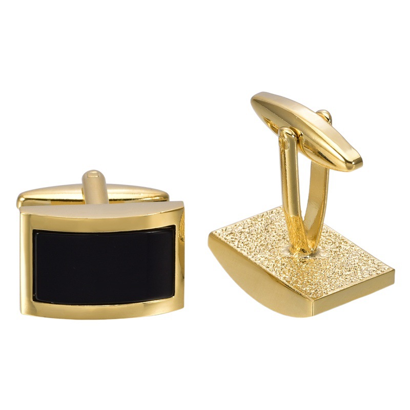 Cruz-Border hombres de negocios de gama alta K Oro Negro ágata curvo francés gemelos camisa traje formal gemelos