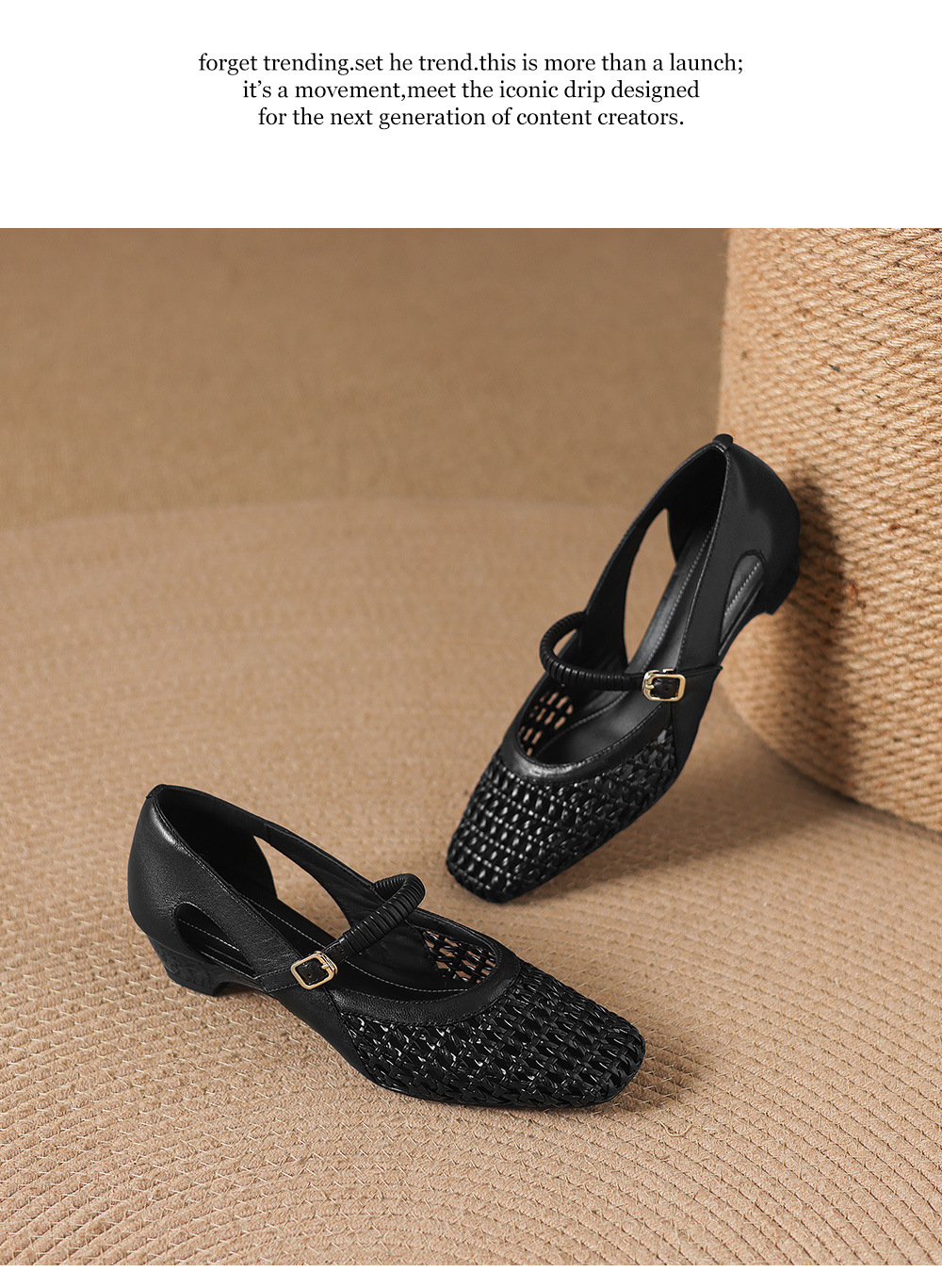 Giày sandal nữ gót thấp 3 cm mũi vuông hở bên da cừu đi làm — đen chi tiết 20