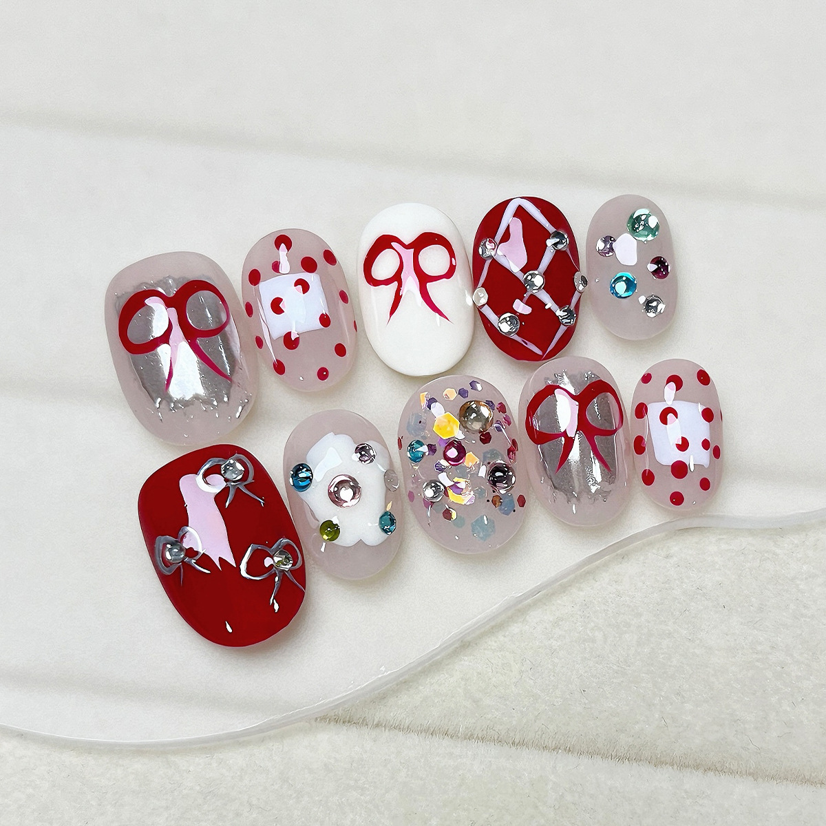 Manos de uso de uñas gradiente blush estereoscópio relieve manicure manicure falsa explosión pura lujo puro manicure