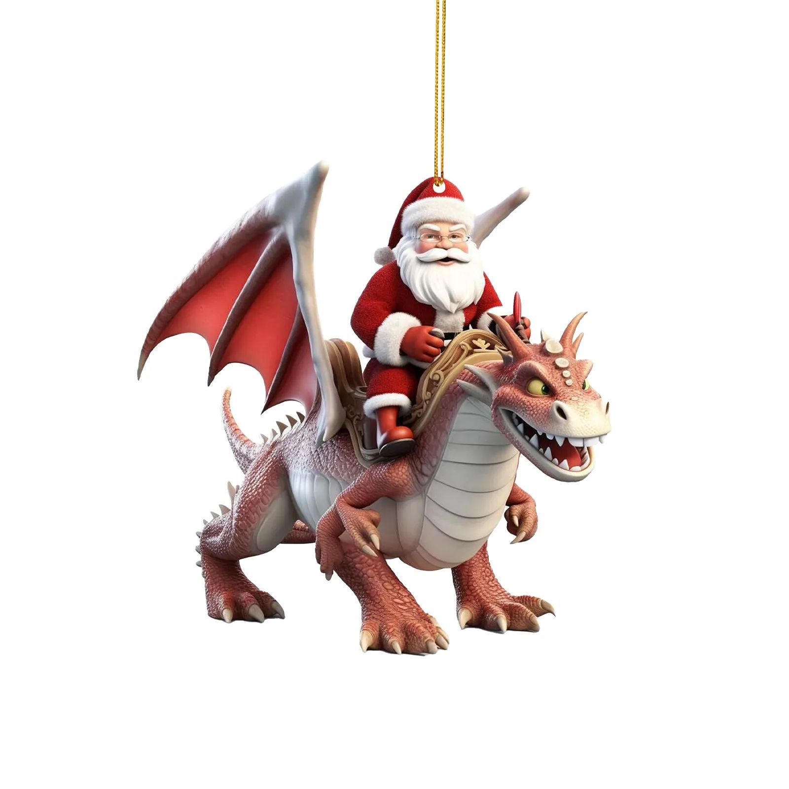 2023 Santa Claus equitación Flying Dragon Sky gota regalo ambiente de vacaciones, decoraciones colgantes, acrílico regalos Navidad