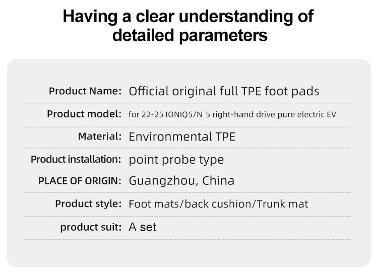 IONIQ 5/5N 22-25 Car Floor Mats Trunk Mat Seat Back Mat