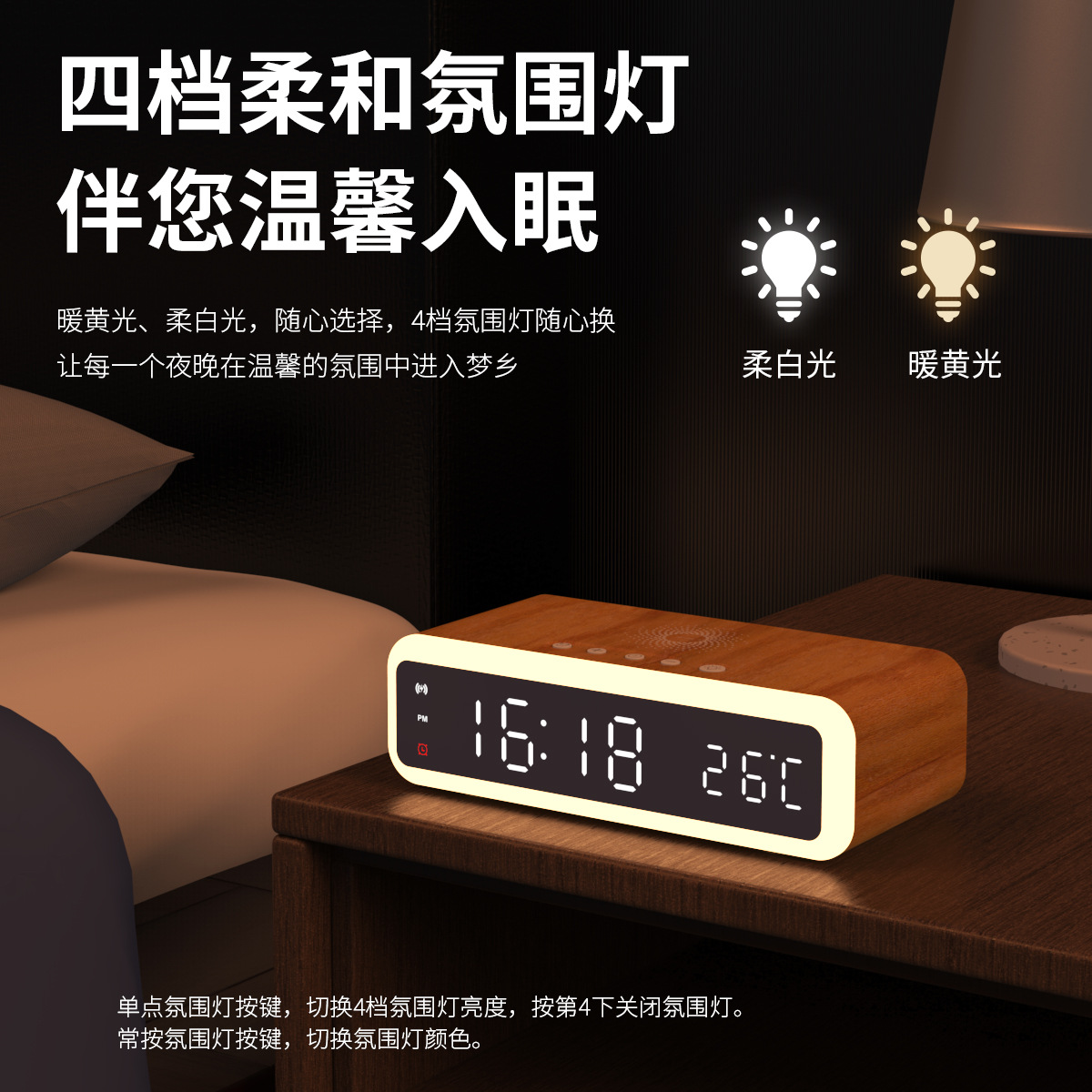 Gran G luz nocturna despertador cargador inalámbrico 15W carga rápida adecuado para oficina en casa iphone14/max