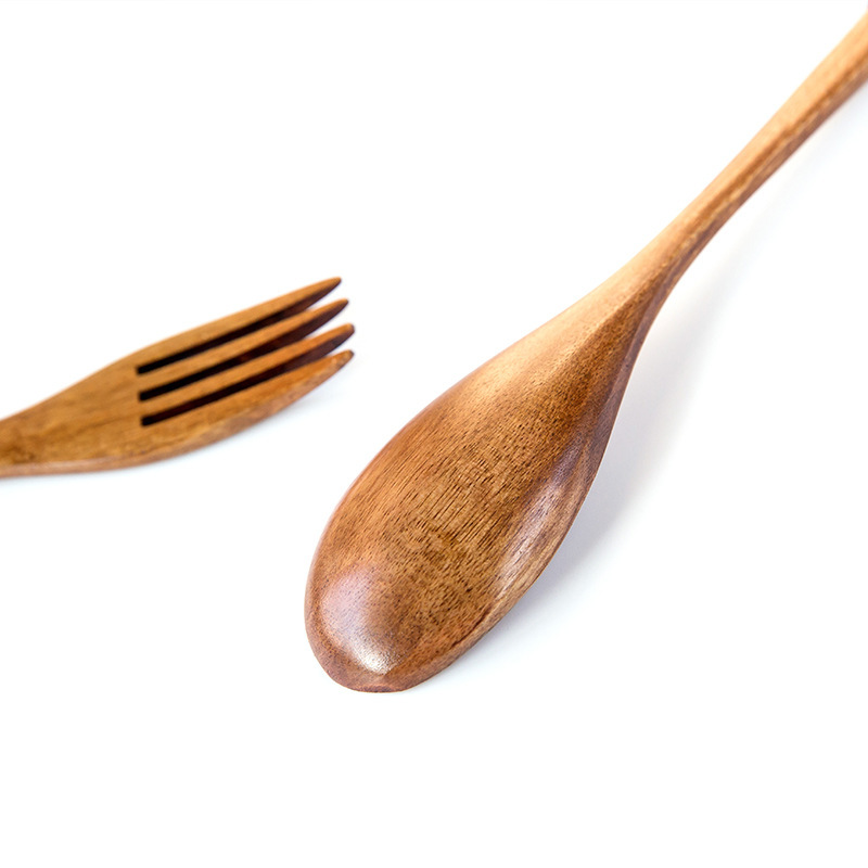 INS Luxury Light tenedor de madera cuchara de madera registro vajilla de madera maciza cuchara de mango largo cuchara de sopa japonesa cuchara de madera pequeña