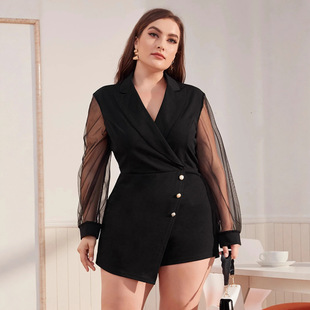 European and American Cross-Border Plus Size Women's Jumpsuits Autumn and Winter Suits Long-Sleeved Elegant Slim New High-End Women's Clothes