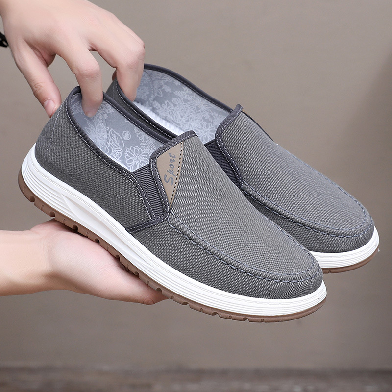 Spring and Autumn New Arrival Cloth Shoes Men's Shoes Slip-on Black Work Breathable Canvas Shoes Soft Sole Non-Slip Board Shoes