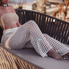 Solid Knitted Lace up Hollow Beach Pants��ɫᘿ��U��ɳ���Lѝ