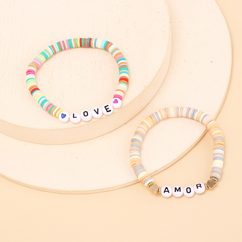 Color soft pottery English alphabet bracelet combination set