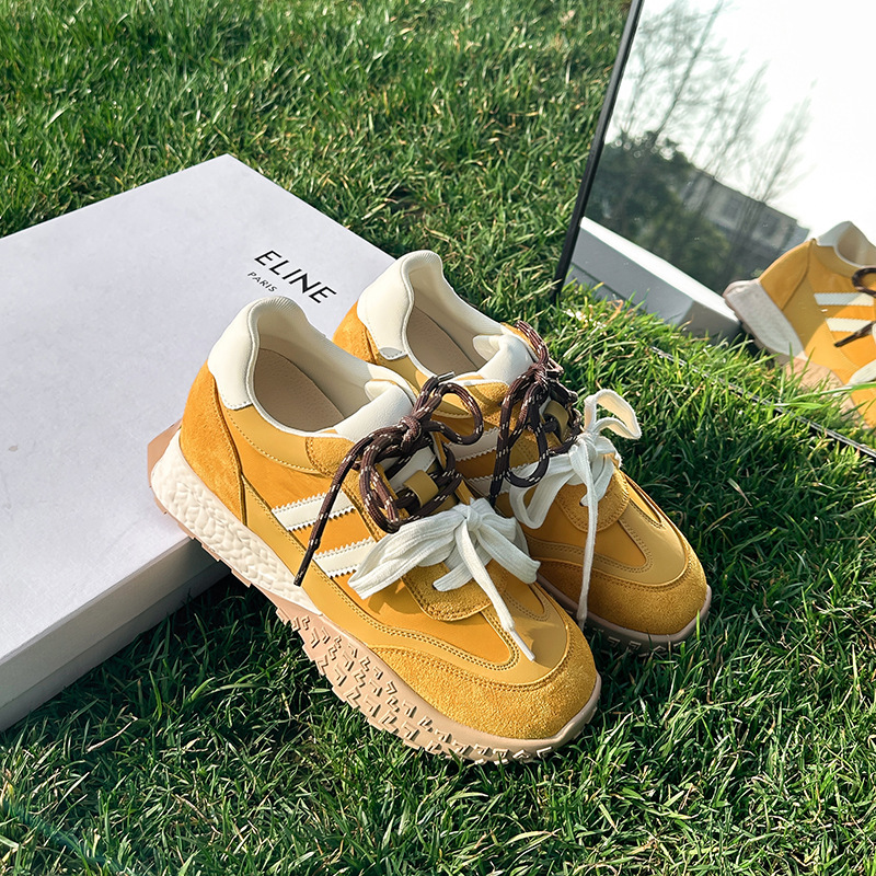 Inner Height 7.5cm Small Leather Retro Forrest Gump Training Shoes Women's Spring and Summer New All-match Casual sneaker