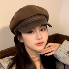 新款时尚春秋八角帽女网红画家帽百搭贝雷帽ins 显脸小潮鸭舌帽子