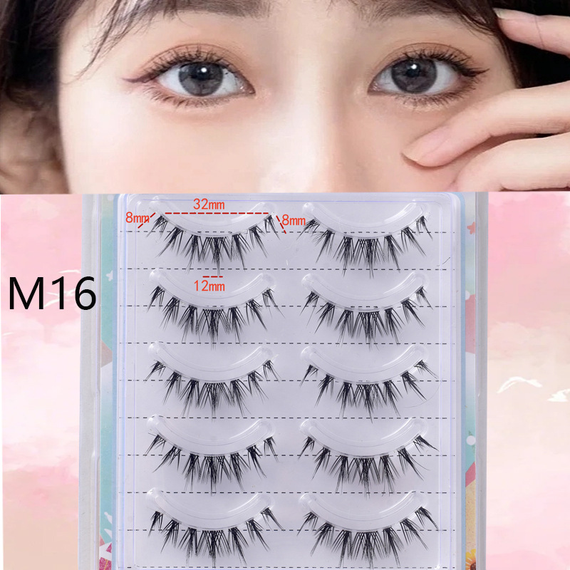 Suministro directo de fábrica transfronteriza natural larga Cruz gruesa japonés 3D afilado tallo transparente Luna doblar pestañas postizas