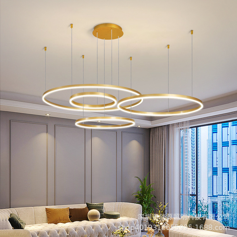 客厅吊灯现代简约大气创意卧室意式极简圆环2024年新款餐厅吊灯具
