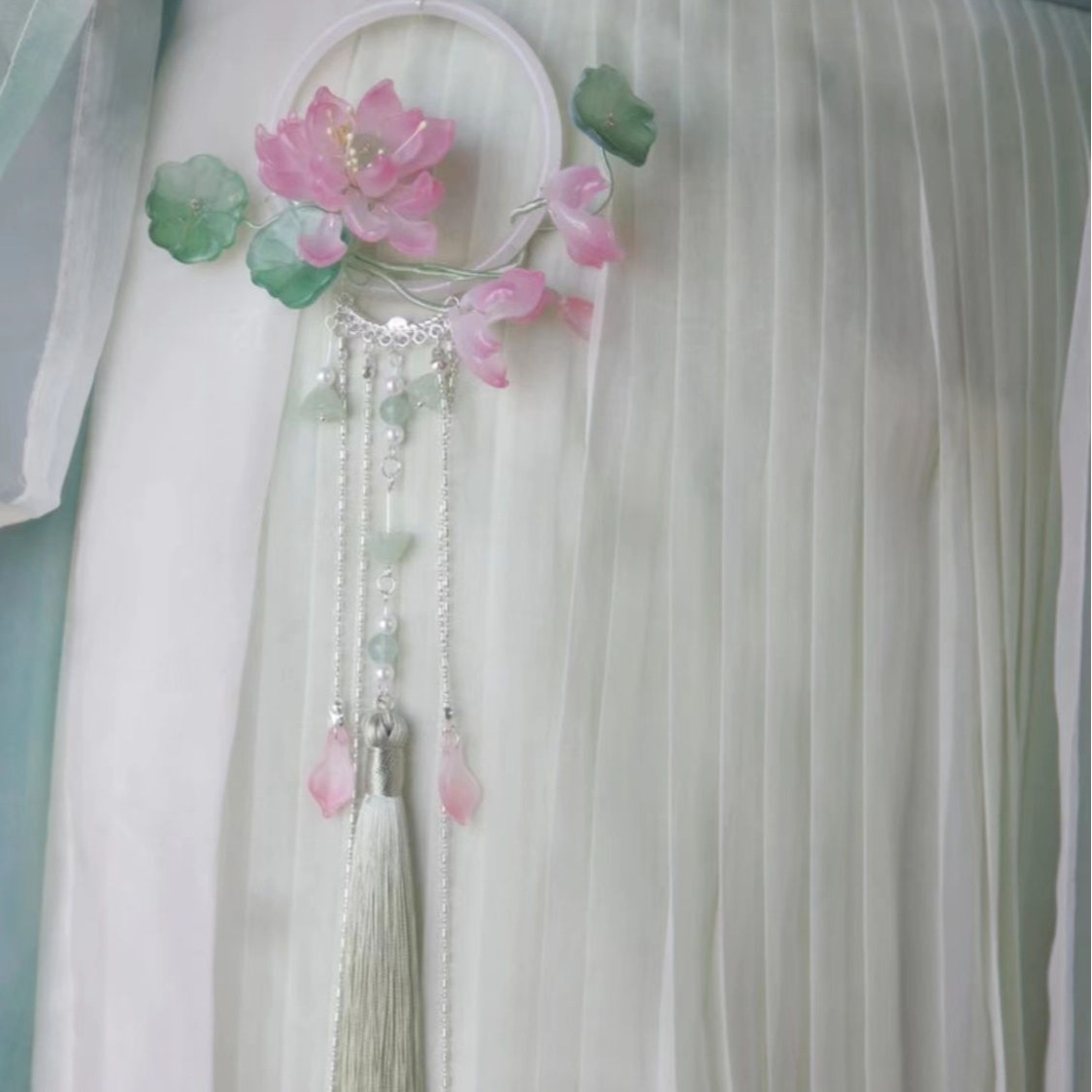 原创(碧妆)琉璃荷花流苏禁步后压仙气古风发饰汉服配饰