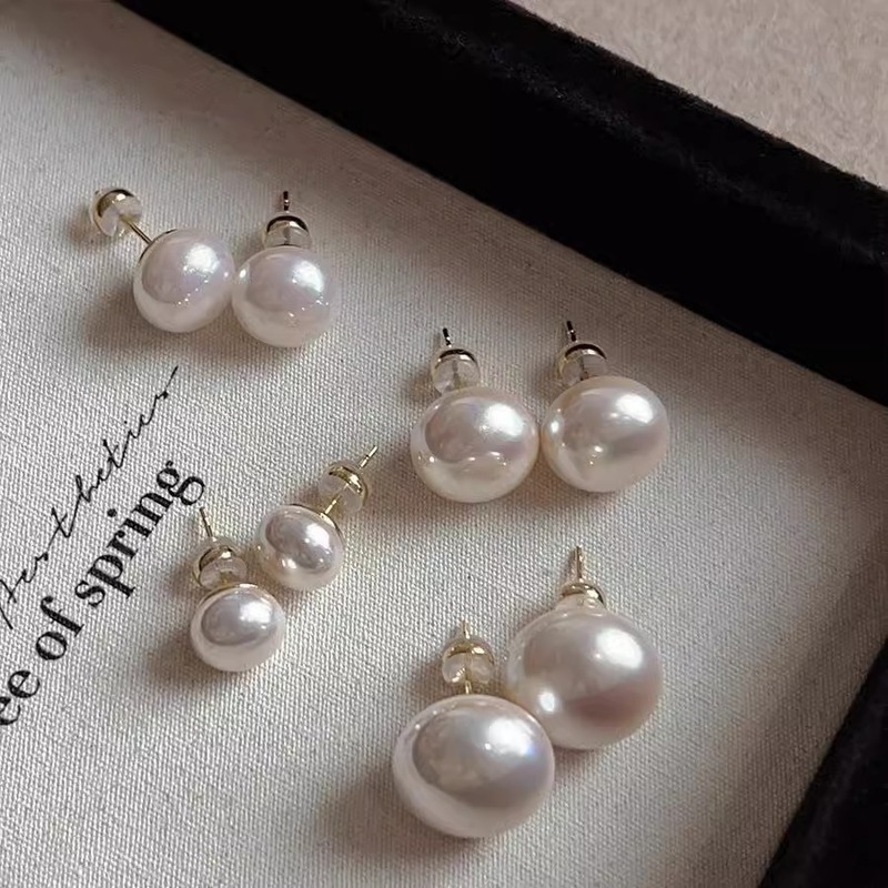 Shijia Sakura Pink Steamed Bun Pearl Earrings Women's 925 Sterling Silver Needle Light Luxury High-End Niche Temperament Earrings Shijia Sakura Pink Steamed Bun Pearl Earrings Women's 925 Sterling Silver Needle Light Luxury High-End Niche Temperament Earrings