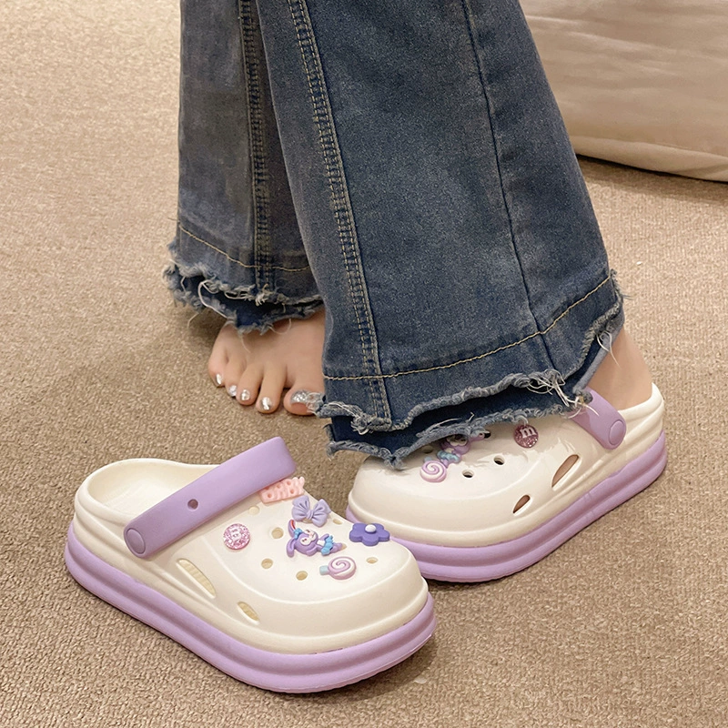 Мультяшные милые большие ушные кроличьи аксессуары пещерные туфли женские летние носки 2024 новые толстые подошвы увеличенные холодные тапочки