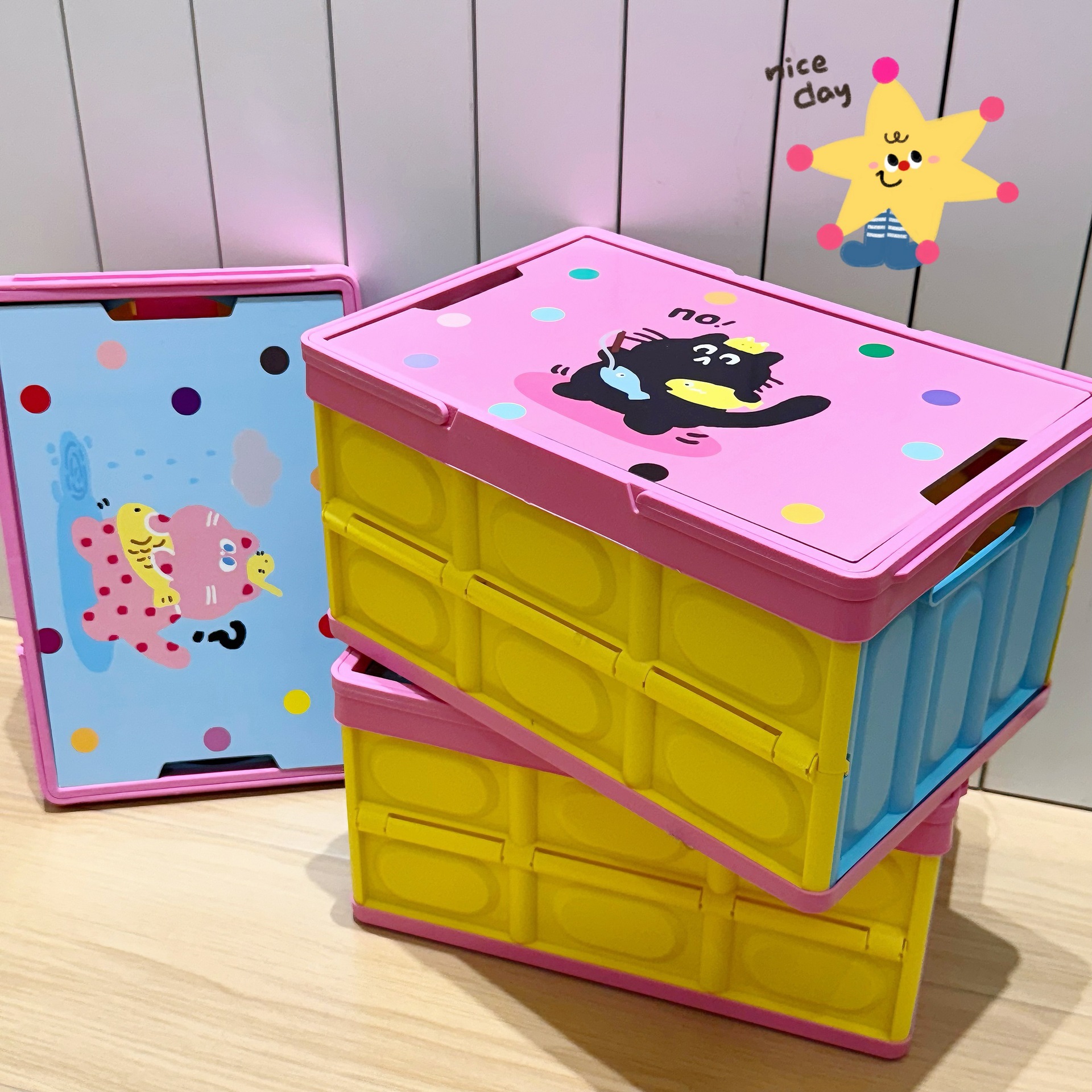 Car Household Living Room Toy Sundries Storage Cabinet Cartoon Foldable Storage Box Outdoor Camping Portable Storage Box