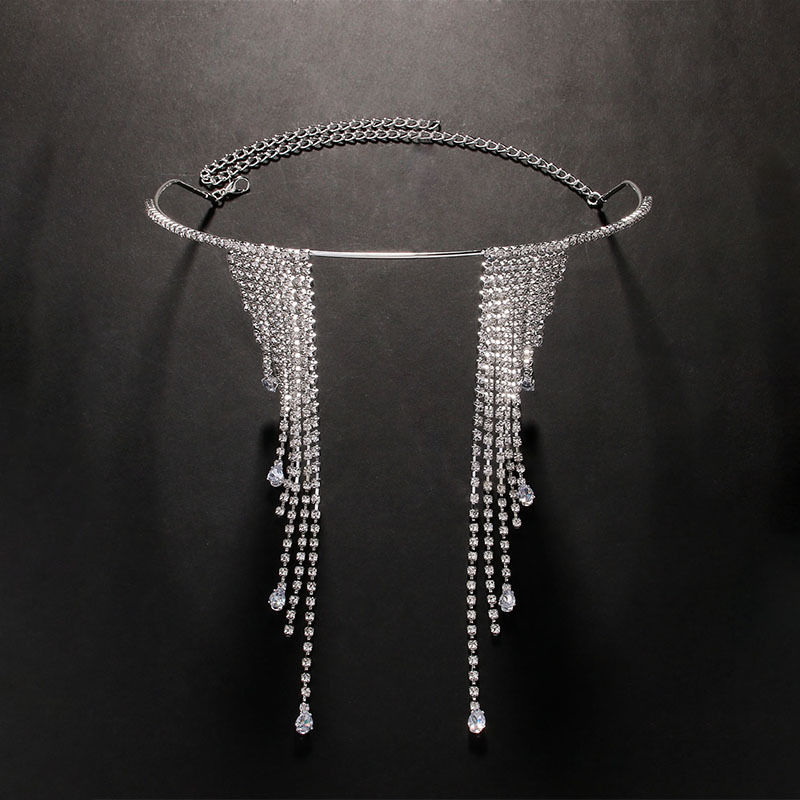 Amazon nueva máscara de bordilla Europa y América personalidad exagerada gafas de diamante cadena accesorios de fiesta cadena de cara femenina