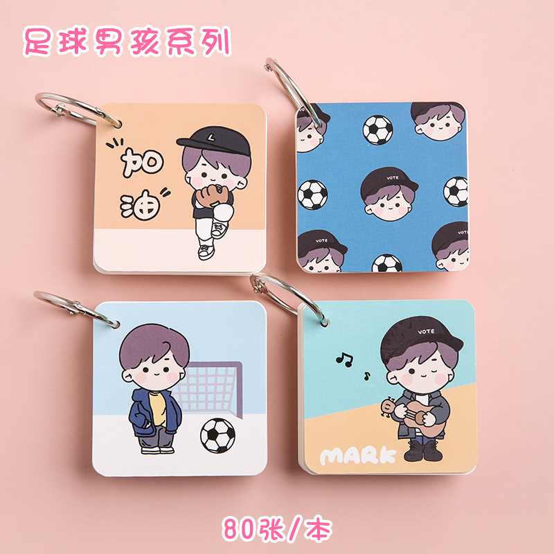 Anillo de hierro pequeño cuaderno pequeño tamaño portátil libro de bolsillo en blanco tarjeta de memoria cuaderno de dibujos animados lindo para estudiantes