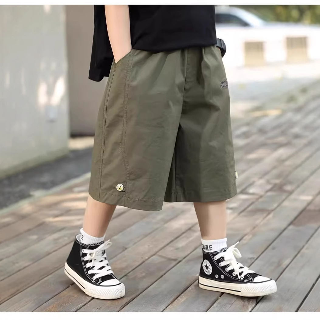 Boys' Pants Summer 2025 Children's Sports Pants for Older Kids Summer Wear Mid-Length Pants Boys' Casual Shorts Five-Point Pants Trendy Brand