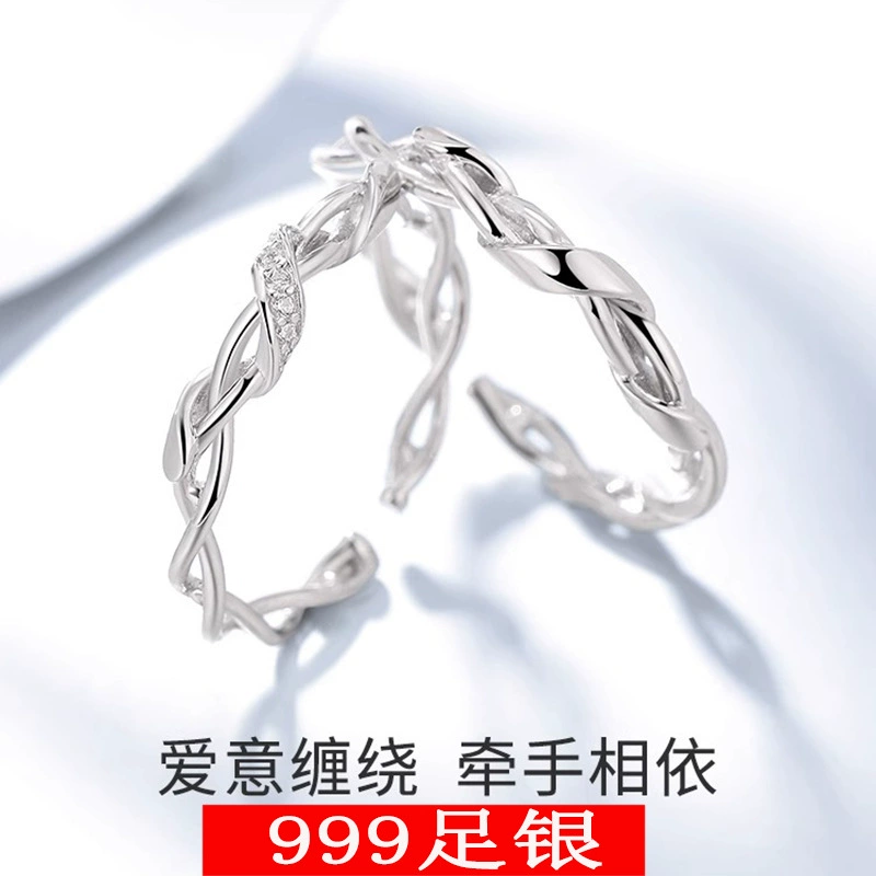 Silver bracelet for beloved, small design ring, 925 sample silver, on index finger, Birthday gift