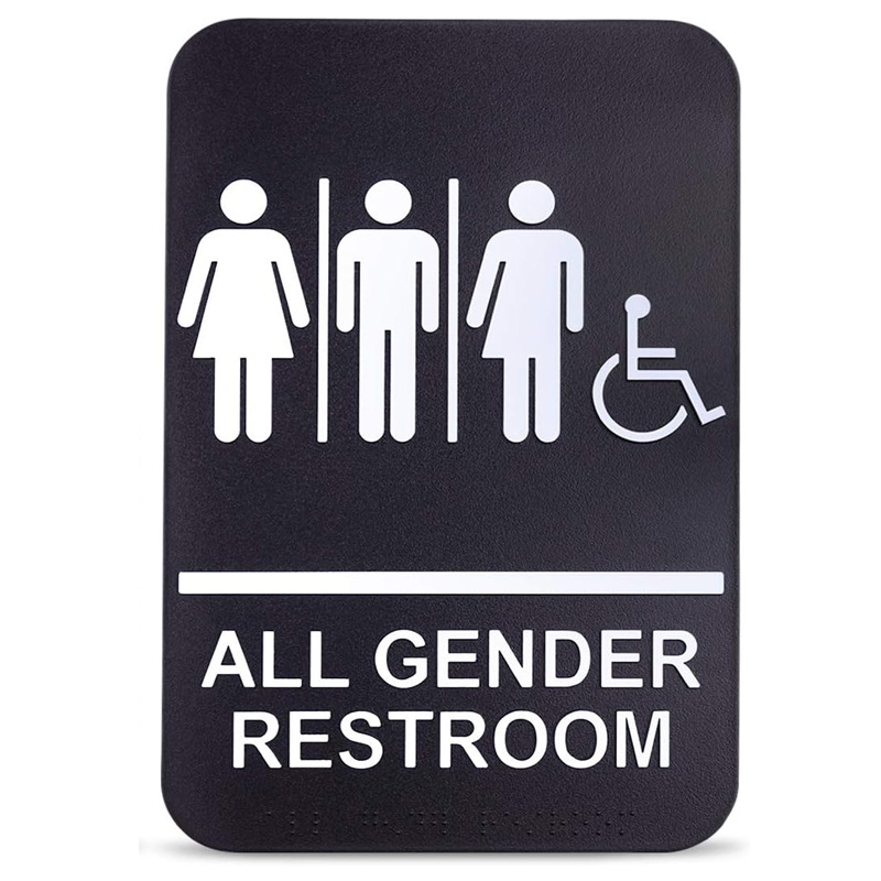 盲人洗手间 标牌残障人士标识All gender Braille Restroom Sign