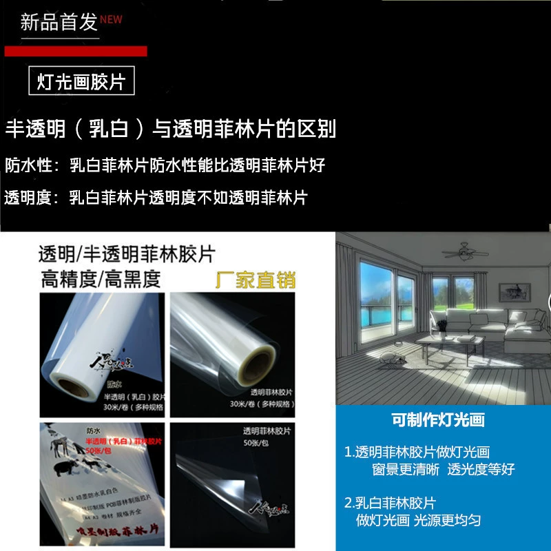 A3A4 пленка бумажная пленка листовая печать струйная пленка опал водостойкая пленка для шелкотрафаретной печати прозрачная бумага освещение малярный материал