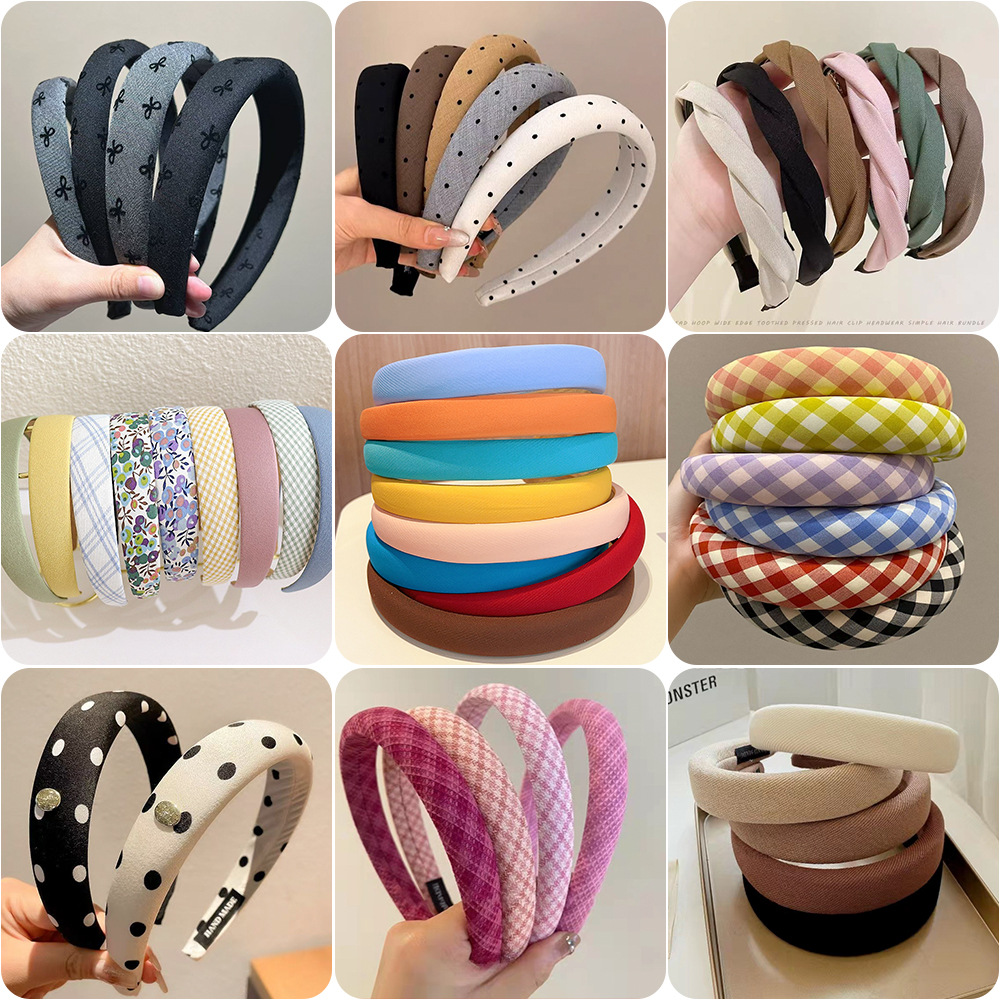 Elegant universal solid color sponge brand headband for face washing