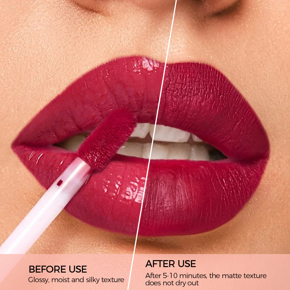 Makeup Naturligt Langtidsholdbar Non-stick Lipgloss Sætæske Fløjlsmat Ikke-Fadende Læbestift Sæt_voghion.com