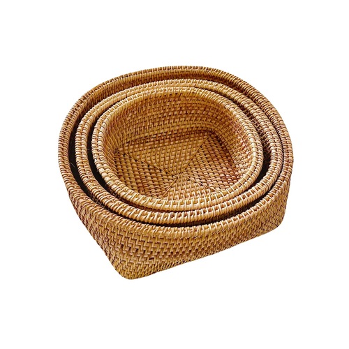 Vietnamese Rattan Storage Basket Household Bread Basket Fruit Plate Snack Storage Box Candy Basket Vietnamese Autumn Vine Weaving