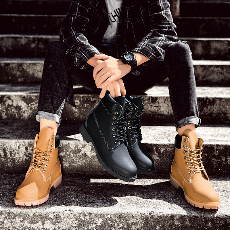Rhubarb Boots Are Not Broken Than 2025 Autumn and Winter New British Style High-Top Boots for Couples Men and Women Workwear Tianborun