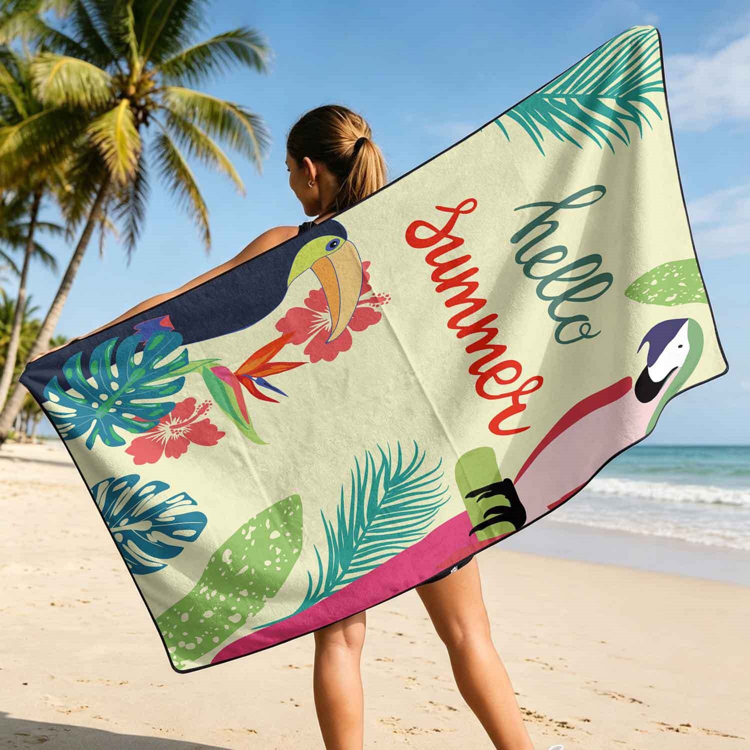 Summer bath towel and car seat cover 2-in-1, ultra-fine fiber outdoor beach and car dual-use universal seat cushion