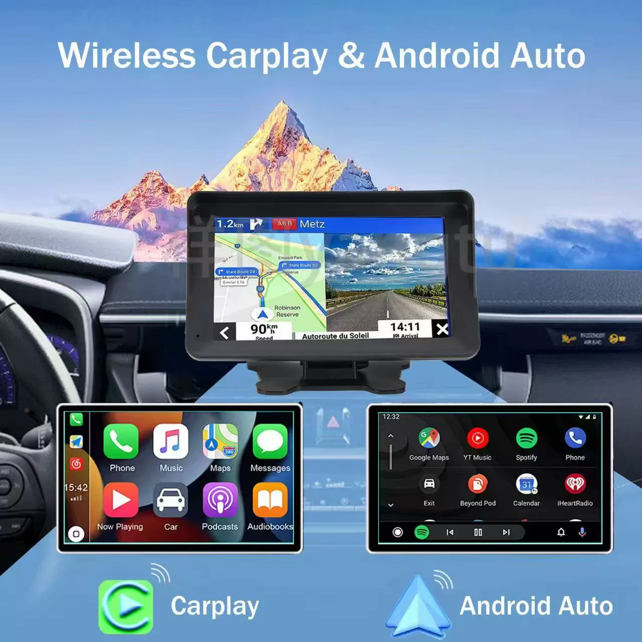 7-дюймовый/8,1-дюймовый портативный сенсорный Carplay/android auto беспроводной интернет проекционный экран PND навигация