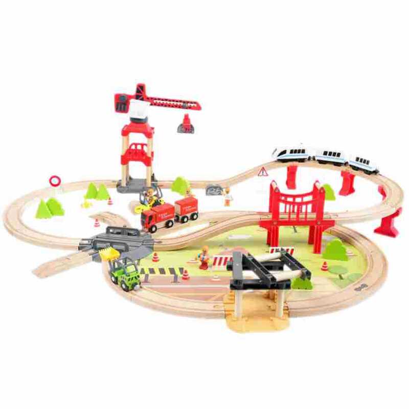 Urban Engineering Theme Track Beech Electric Train Children's Traffic Manual Parking Building Blocks